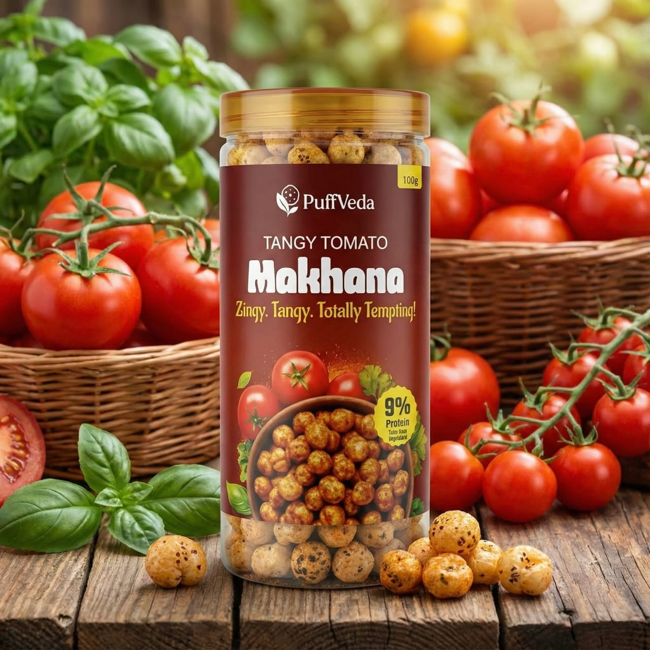 Tangy Tomato + Cheese & Herbs Combo Roasted Makhana - Puffveda Variety Pack