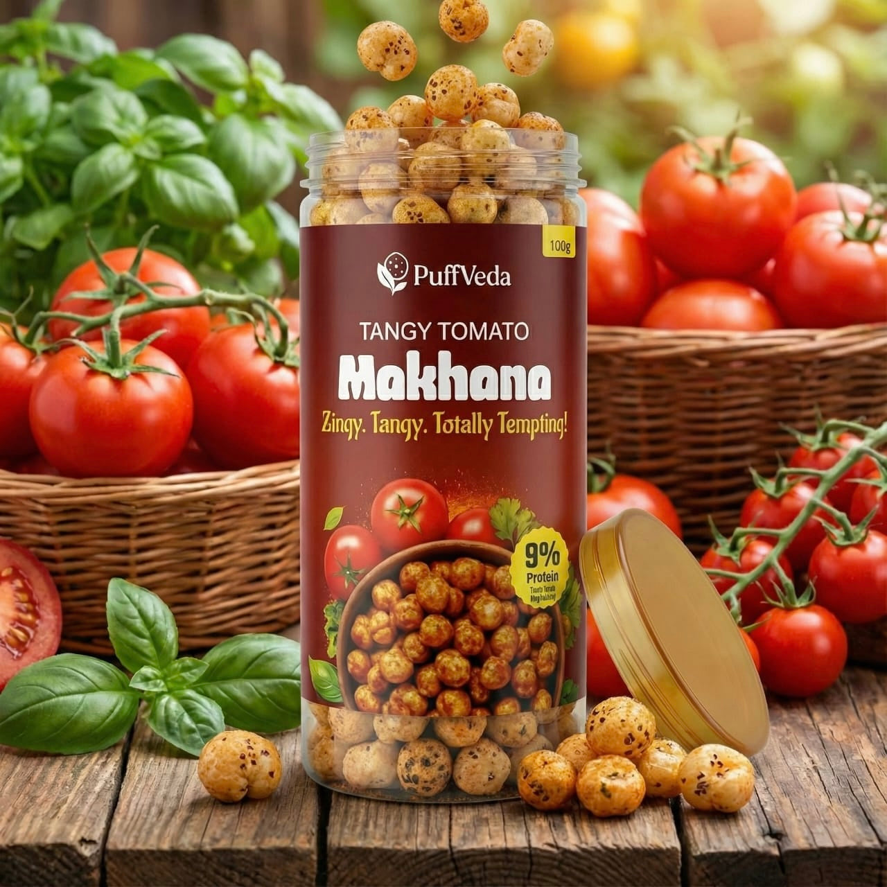Tangy Tomato + Cheese & Onion Combo Roasted Makhana - Puffveda Variety Pack